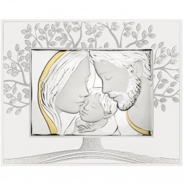 Quadro sacra famiglia con albero argento